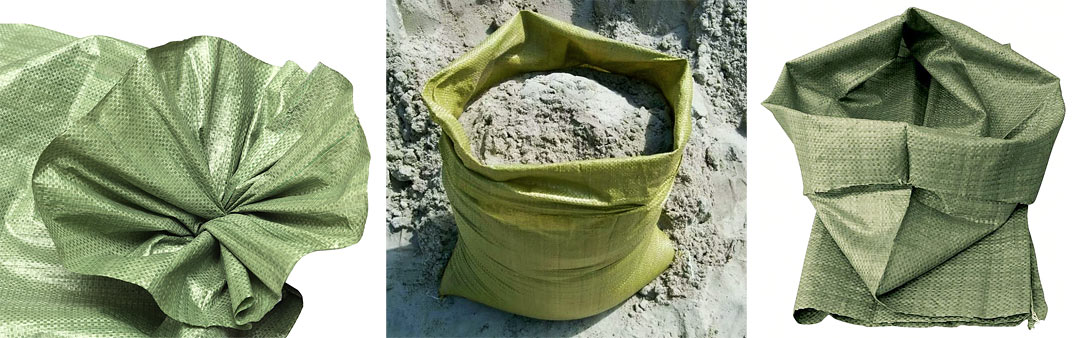 Зелёные полипропиленовые мешки для хранения сыпучих строительных материалов